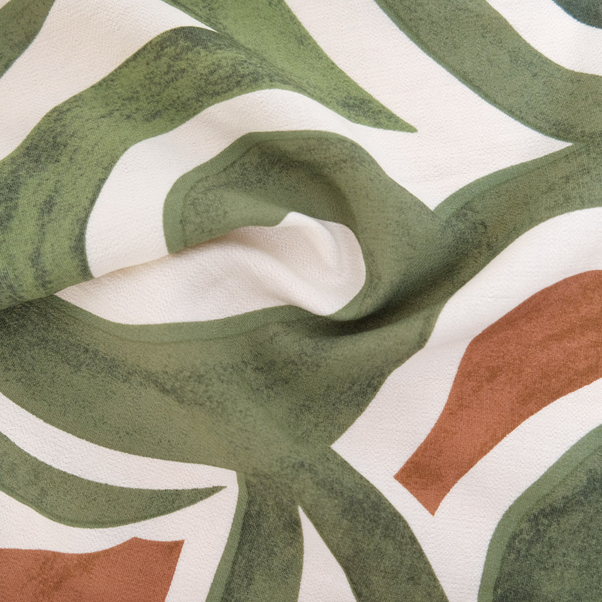 Viscose Mélangée Imprimé Solene Kaki Bronze - Maison Klem